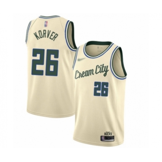 Men's Milwaukee Bucks #26 Kyle Korver Swingman Cream Basketball Jersey - 2019 20 City Edition - Ujersey
