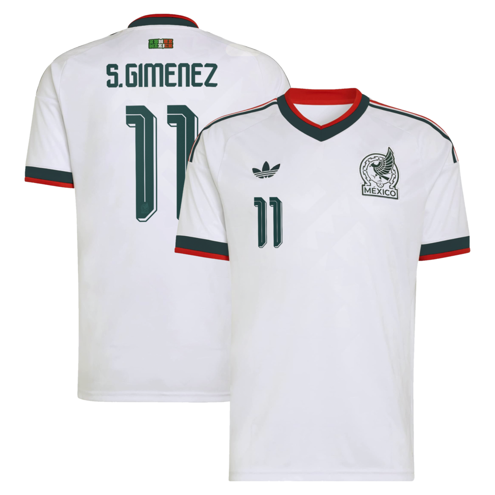 Men's Mexico National Team Santiago Gimenez adidas White 2026 Away Replica Jersey - Ujersey