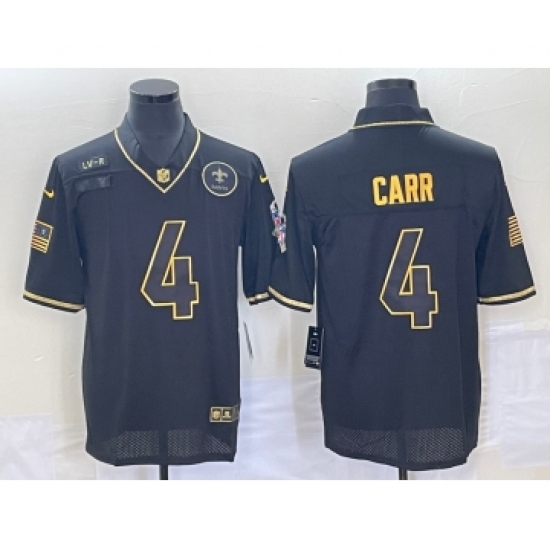 Men's New Orleans Saints #4 Derek Carr Black Gold 2020 Salute To Service Stitched NFL Nike Limited Jersey - Ujersey