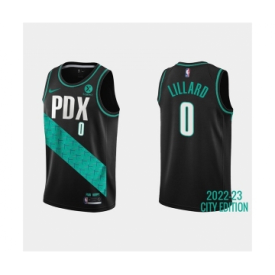 Men's Portland Trail Blazers #0 Damian Lillard 2022-23 Black City Edition Stitched Basketball Jersey - Ujersey