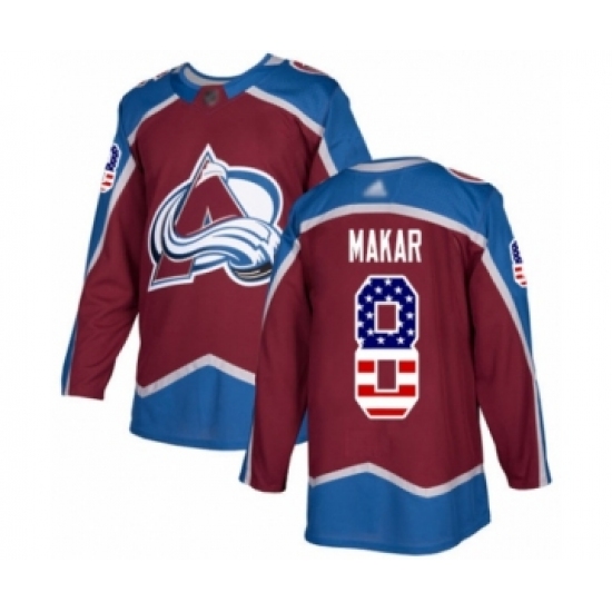 Youth Colorado Avalanche #8 Cale Makar Authentic Burgundy Red USA Flag Fashion Hockey Jersey - Ujersey