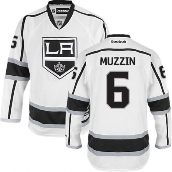 Women's Reebok Los Angeles Kings #6 Jake Muzzin Authentic White Away NHL Jersey - Ujersey