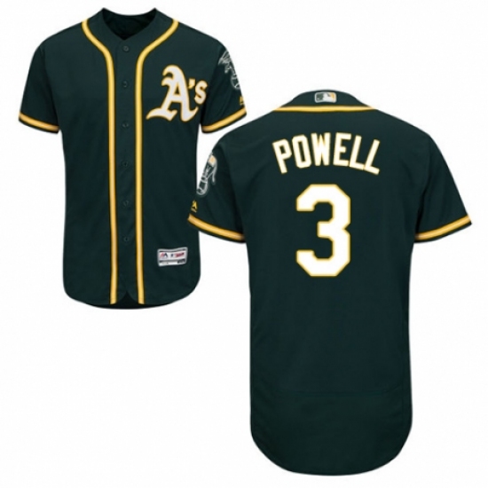 Men's Majestic Oakland Athletics #3 Boog Powell Green Alternate Flex Base Authentic Collection MLB Jersey - Ujersey