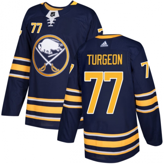Men's Adidas Buffalo Sabres #77 Pierre Turgeon Authentic Navy Blue Home NHL Jersey - Ujersey