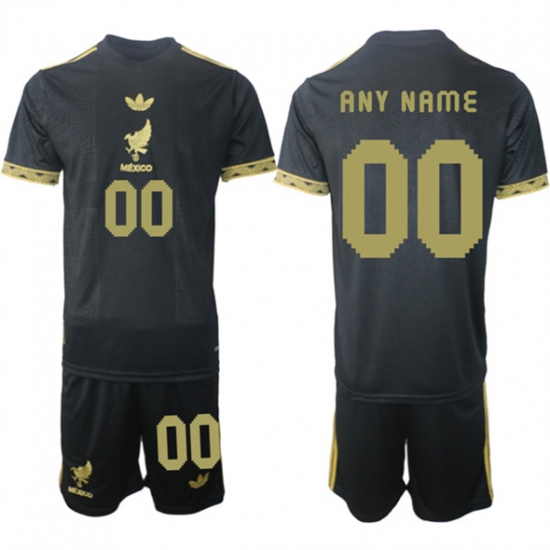 Men's Mexico Custom Black Gold 25-26 Soccer Jersey Suit - Ujersey