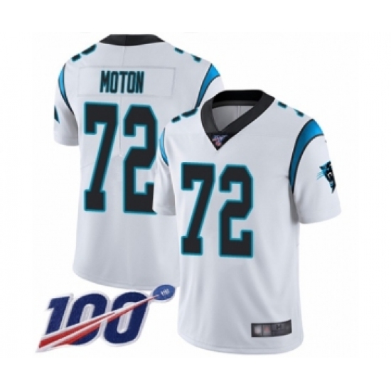 Men's Carolina Panthers #72 Taylor Moton White Vapor Untouchable Limited Player 100th Season Football Jersey - Ujersey