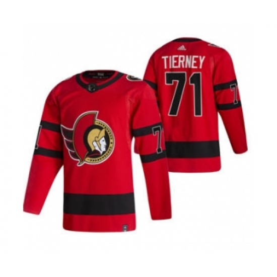 Men's Ottawa Senators #71 Chris Tierney Red 2020-21 Reverse Retro Alternate Hockey Jersey - Ujersey