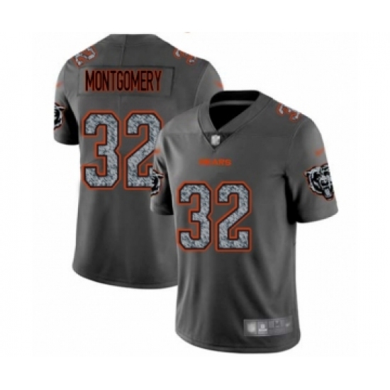 Men's Chicago Bears #32 David Montgomery Limited Gray Static Fashion Football Jersey - Ujersey