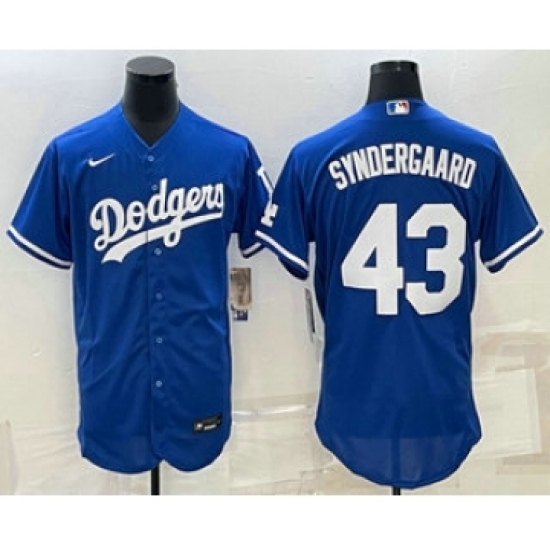 Men's Los Angeles Dodgers #43 Noah Syndergaard Blue Stitched MLB Flex Base Nike Jersey - Ujersey