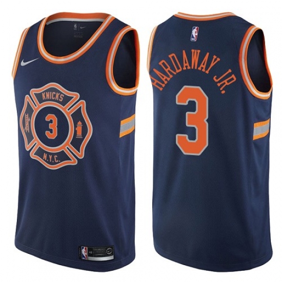 Men's Nike New York Knicks #3 Tim Hardaway Jr. Swingman Navy Blue NBA Jersey - City Edition - Ujersey