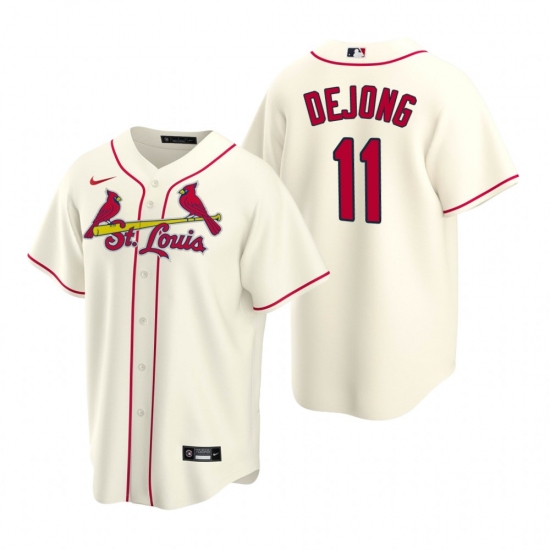 Men's Nike St. Louis Cardinals #11 Paul DeJong Cream Alternate Stitched Baseball Jersey - Ujersey