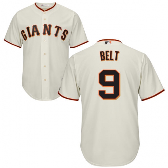 Youth Majestic San Francisco Giants #9 Brandon Belt Replica Cream Home Cool Base MLB Jersey - Ujersey