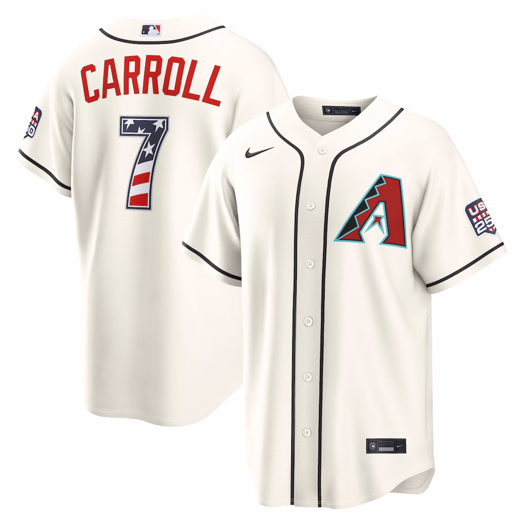 Men's Arizona Diamondbacks Corbin Carroll Nike Cream USA 250 Fourth of July Home Stadium Jersey - Ujersey