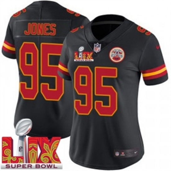 Women Kansas City Chiefs Chris Jones #95 Black 2024 2025 Super Bowl LIX F U S E Stitched Jersey - Ujersey