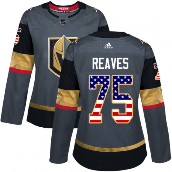 Women's Adidas Vegas Golden Knights #75 Ryan Reaves Authentic Gray USA Flag Fashion NHL Jersey - Ujersey