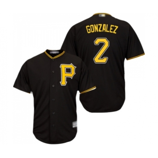 Men's Pittsburgh Pirates #2 Erik Gonzalez Replica Black Alternate Cool Base Baseball Jersey - Ujersey