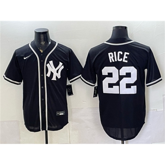 Men's New York Yankees #22 Ben Rice 2026 Fashion Replica Black Out Stitched Baseball Jersey - Ujersey
