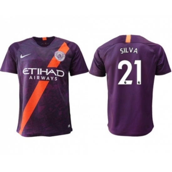 Manchester City #21 Silva Third Soccer Club Jersey