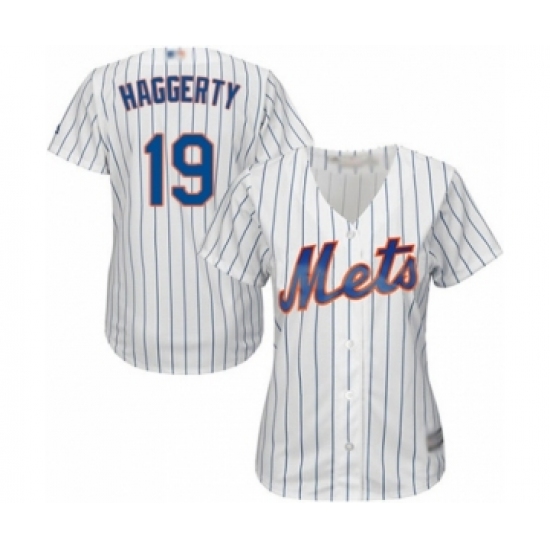Women's New York Mets #19 Sam Haggerty Authentic White Home Cool Base Baseball Player Jersey - Ujersey