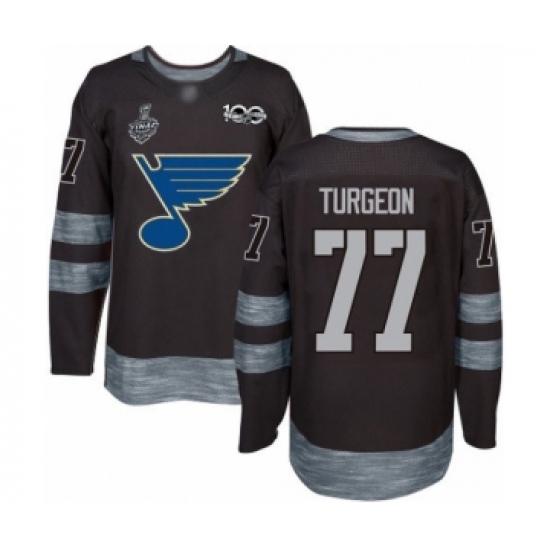 Men's St. Louis Blues #77 Pierre Turgeon Authentic Black 1917-2017 100th Anniversary 2019 Stanley Cup Final Bound Hockey Jersey - Ujersey