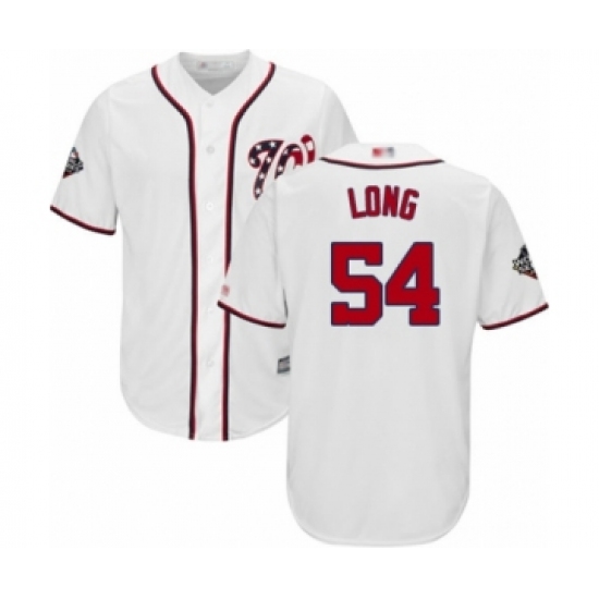 Youth Washington Nationals #54 Kevin Long Authentic White Home Cool Base 2019 World Series Bound Baseball Jersey - Ujersey