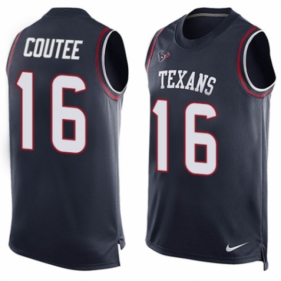 Men's Nike Houston Texans #16 Keke Coutee Limited Navy Blue Player Name & Number Tank Top NFL Jersey - Ujersey
