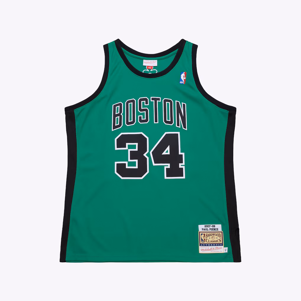 Men's Boston Celtics Paul Pierce Mitchell & Ness Kelly Green 2007-08 Hardwood Classics Authentic Jersey - Ujersey