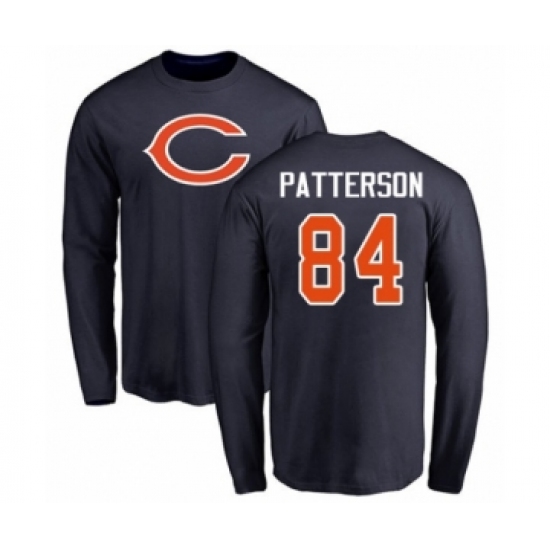 Football Chicago Bears #84 Cordarrelle Patterson Navy Blue Name & Number Logo Long Sleeve T-Shirt - Ujersey