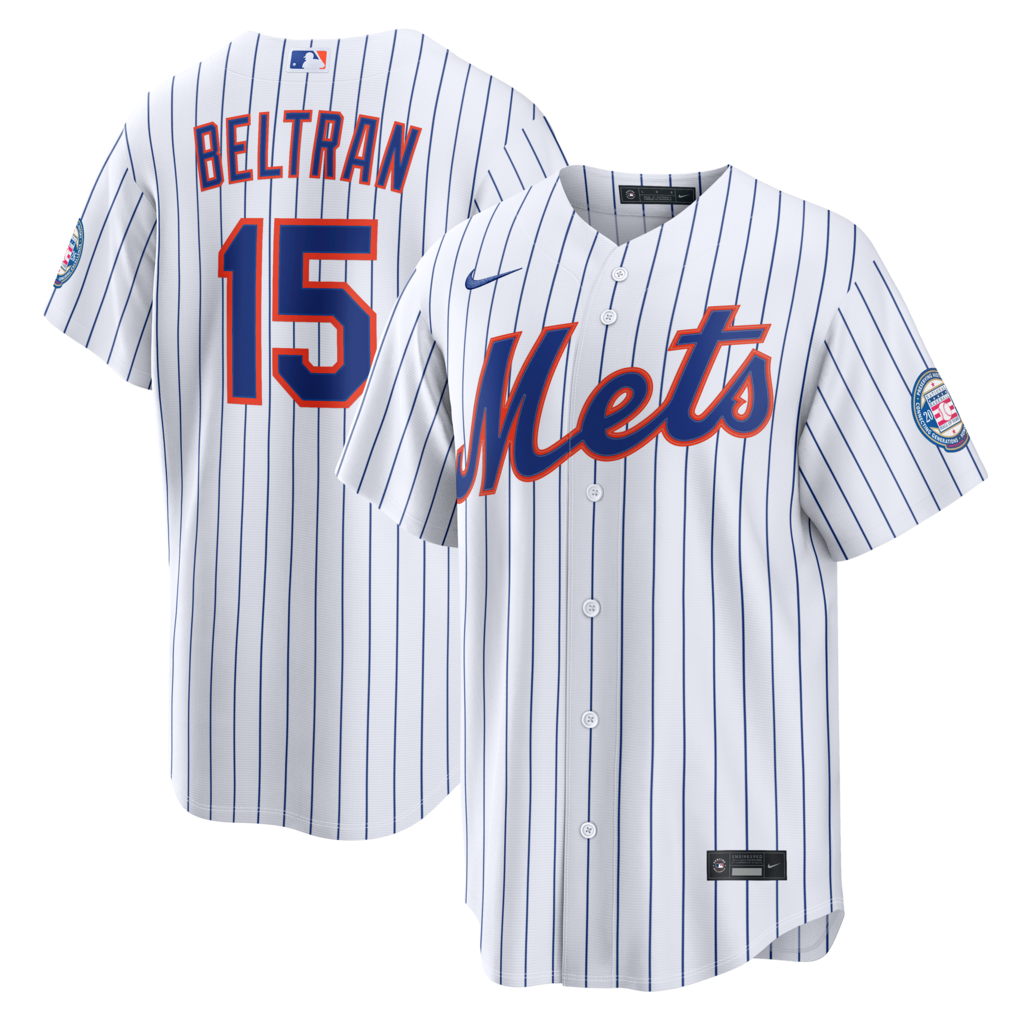 Men's New York Mets Carlos Beltran Nike White Home Replica 2026 Hall of Fame Patch Jersey - Ujersey