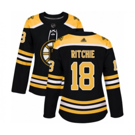 Women's Boston Bruins #18 Brett Ritchie Authentic Black Home Hockey Jersey