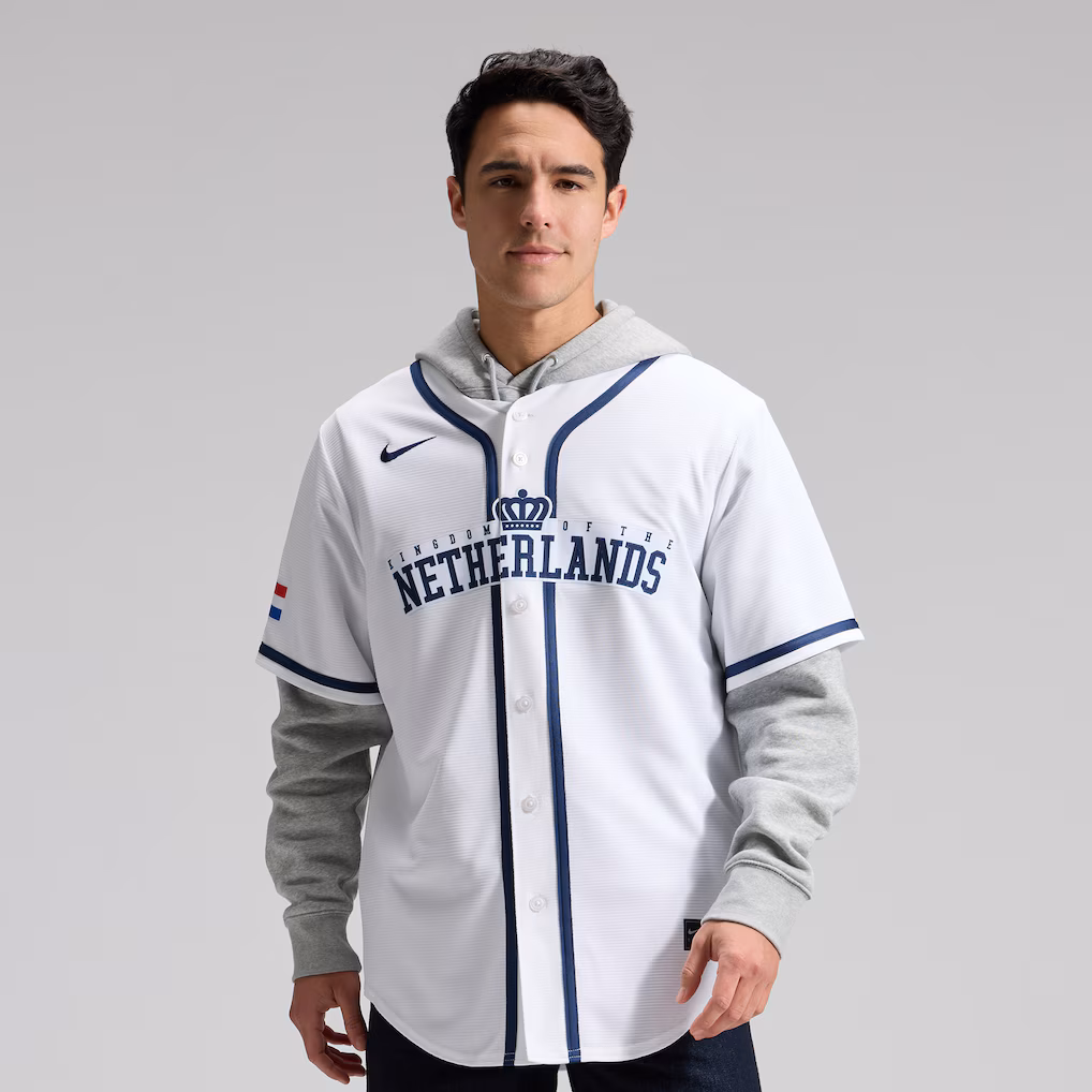 Men's Netherlands Baseball Nike White 2026 World Baseball Classic Home Stadium Jersey - ujerseystore