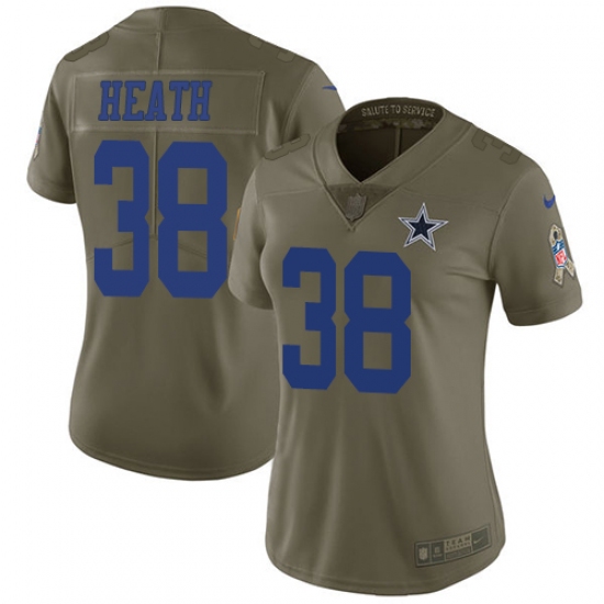 Women's Nike Dallas Cowboys #38 Jeff Heath Limited Olive 2017 Salute to Service NFL Jersey - Ujersey