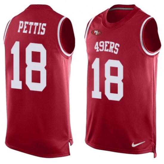 Men's Nike San Francisco 49ers #18 Dante Pettis Limited Red Player Name & Number Tank Top NFL Jersey - Ujersey