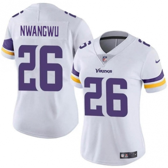 Women's Minnesota Vikings #26 Kene Nwangwu White Vapor Untouchable Limited Jersey(Run Small) - Ujersey