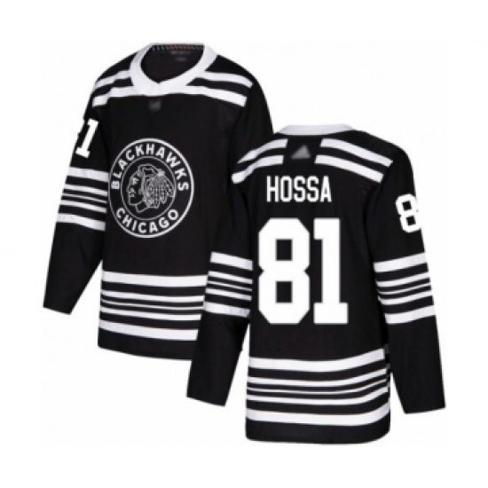 Men's Chicago Blackhawks #81 Marian Hossa Authentic Black Alternate Hockey Jersey - Ujersey