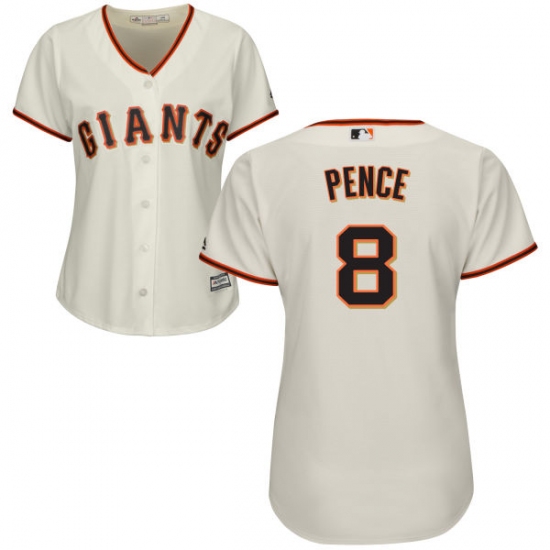 Women's Majestic San Francisco Giants #8 Hunter Pence Authentic Cream Home Cool Base MLB Jersey - Ujersey