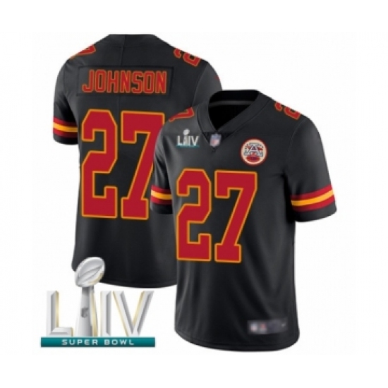Men's Kansas City Chiefs #27 Larry Johnson Limited Black Rush Vapor Untouchable Super Bowl LIV Bound Football Jersey - Ujersey