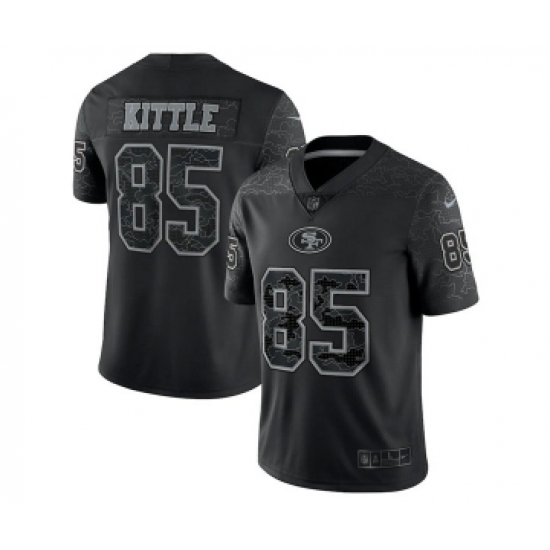 Men's San Francisco 49ers #85 George Kittle Black Reflective Limited Stitched Football Jersey - Ujersey