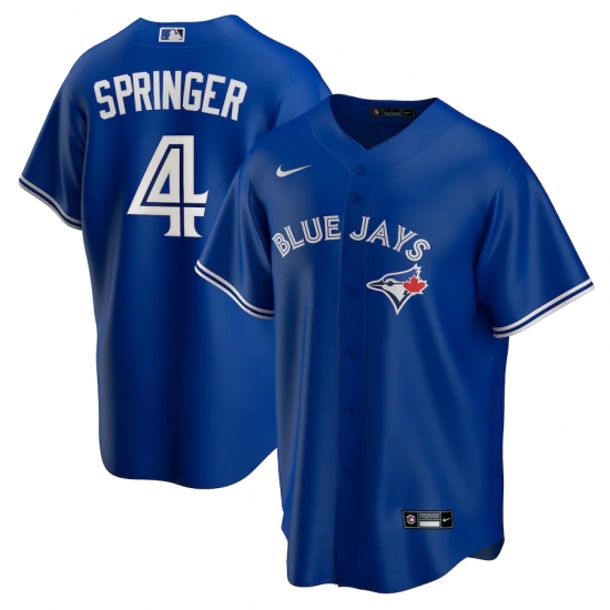 Men's Toronto Blue Jays #4 George Springer Blue Nike Royal Alternate Replica Player Jersey - Ujersey