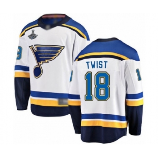 Youth St. Louis Blues #18 Tony Twist Fanatics Branded White Away Breakaway 2019 Stanley Cup Champions Hockey Jersey - Ujersey