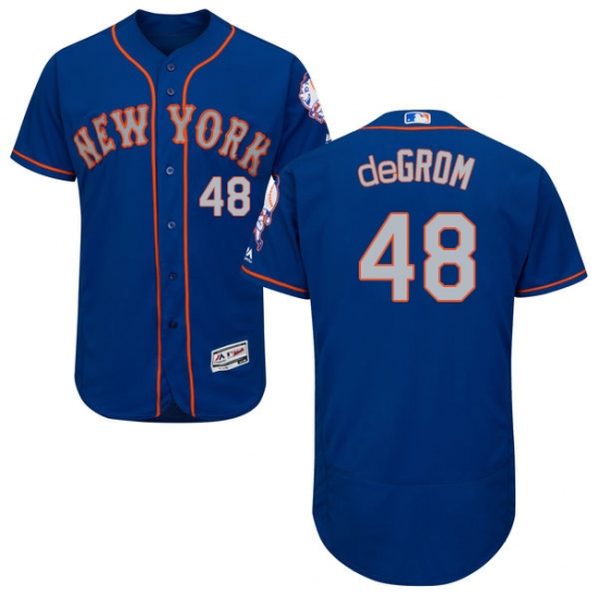 Men's Majestic New York Mets #48 Jacob deGrom Royal/Gray Alternate Flex Base Authentic Collection MLB Jersey - Ujersey