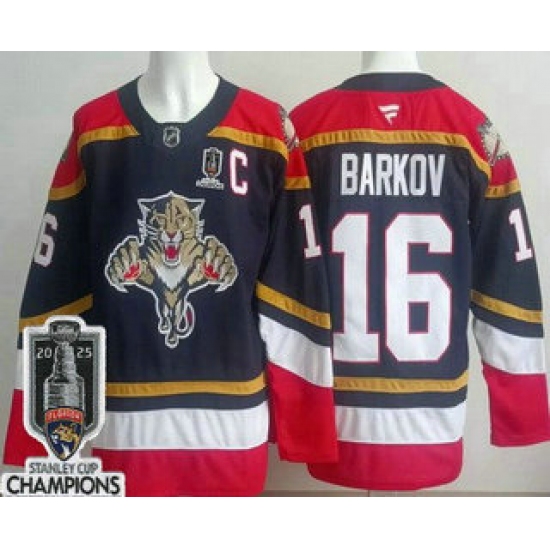 Men's Florida Panthers #16 Aleksander Barkov Navy 2025 Stanley Cup Champions Authentic Jersey - Ujersey