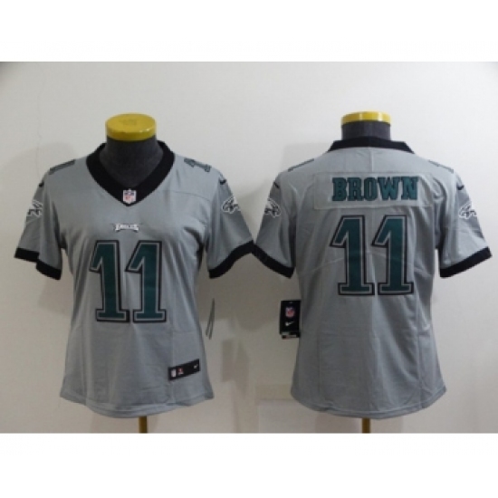 Women's Philadelphia Eagles #11 A. J. Brown Grey Vapor Untouchable Limited Stitched Football Jersey(Run Small) - Ujersey