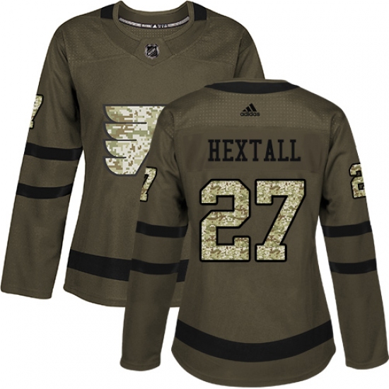 Women's Adidas Philadelphia Flyers #27 Ron Hextall Authentic Green Salute to Service NHL Jersey - Ujersey