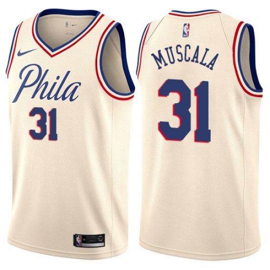 Men's Nike Philadelphia 76ers #31 Mike Muscala Swingman Cream NBA Jersey - City Edition - Ujersey