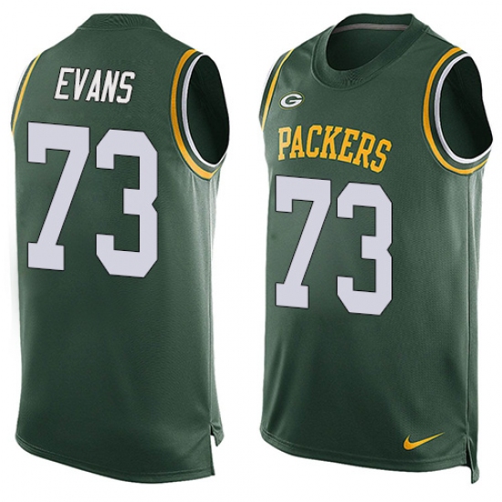 Men's Nike Green Bay Packers #73 Jahri Evans Limited Green Player Name & Number Tank Top NFL Jersey - Ujersey