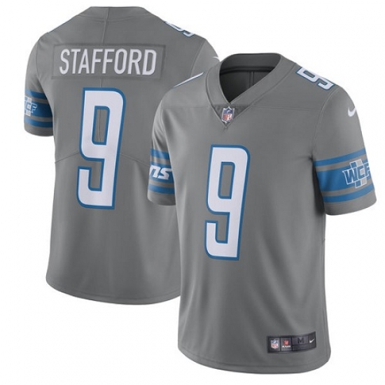 Men's Nike Detroit Lions #9 Matthew Stafford Elite Steel Rush Vapor Untouchable NFL Jersey - Ujersey