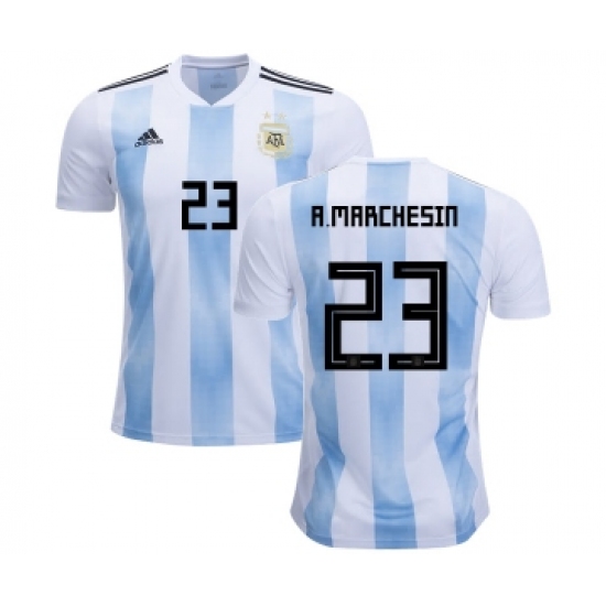 Argentina #23 A.Marchesin Home Kid Soccer Country Jersey