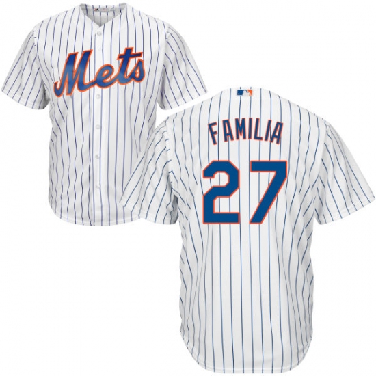 Youth Majestic New York Mets #27 Jeurys Familia Authentic White Home Cool Base MLB Jersey - Ujersey