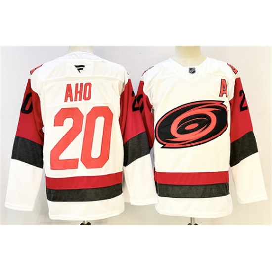 Men's Carolina Hurricanes #20 Sebastian Aho White 2024-25 With A Home Stitched Hockey Jersey - Ujersey